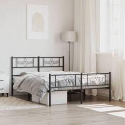 Berkfield Home Metal Bed Frame with Headboard & Footboard Black 5FT King Size