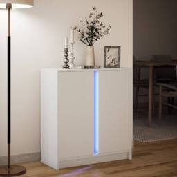 Berkfield Home Sideboard with LED White 77x34x85 cm Engineered Wood - Size: 77 x 34 x 85 cm - thumbnail 5