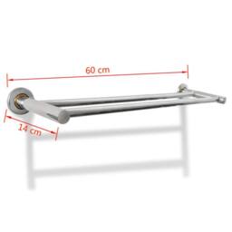 Berkfield Home Stainless Steel Towel Rack 2 Tubes in Silver - thumbnail 7