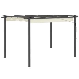 OUTSUNNY 4 x 3(m) Aluminium Pergola Gazebo Garden Shelter w/ Retractable Roof in Cream - thumbnail 2