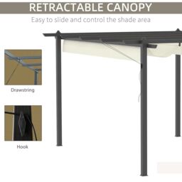 OUTSUNNY 4 x 3(m) Aluminium Pergola Gazebo Garden Shelter w/ Retractable Roof in Cream - thumbnail 5