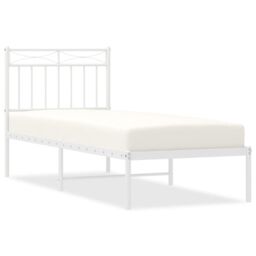 Berkfield Home Metal Bed Frame with Headboard White 80x200 cm - thumbnail 2
