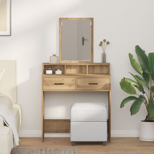 Berkfield Home Dressing Table with Drawers - Artisan Oak - 79x41x140 cm in Brown - Size: 79 x 41 x 140 cm - image 1