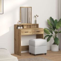 Berkfield Home Dressing Table with Drawers - Artisan Oak - 79x41x140 cm in Brown - Size: 79 x 41 x 140 cm - thumbnail 4