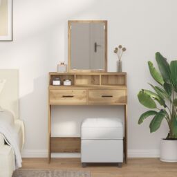 Berkfield Home Dressing Table with Drawers - Artisan Oak - 79x41x140 cm in Brown - Size: 79 x 41 x 140 cm - thumbnail 1