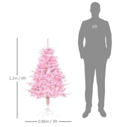 HOMCOM 4FT Artificial Christmas Tree Xmas Holiday Tree Decoration Home Party in Pink - thumbnail 3