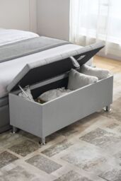 Home Discount Vida Designs Valencia Storage Ottoman Velvet Fabric UKFR Furniture in Light Grey - thumbnail 1