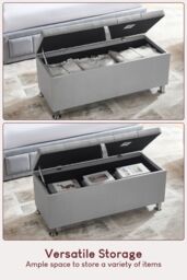 Home Discount Vida Designs Valencia Storage Ottoman Velvet Fabric UKFR Furniture in Light Grey - thumbnail 4