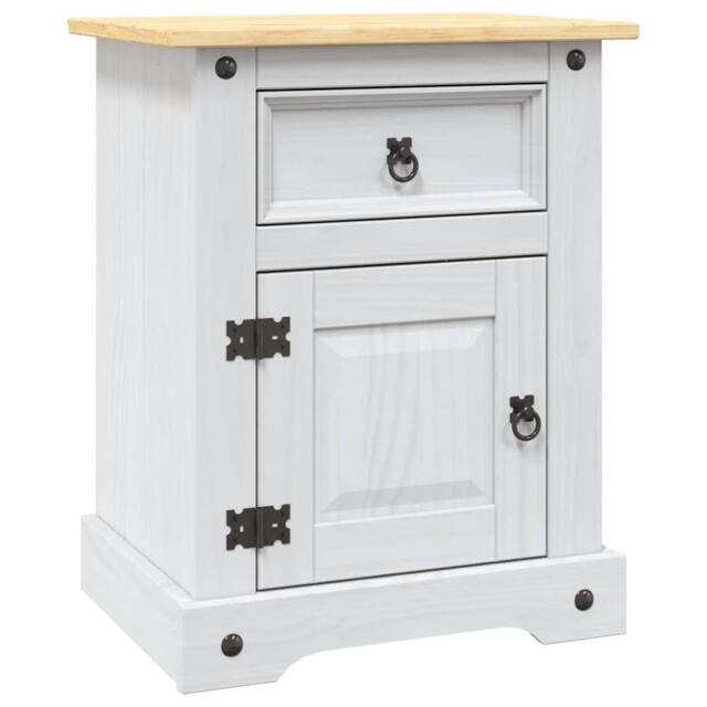Berkfield Home Bedside Cabinet Mexican Pine Corona Range White 53x39x66 cm - Size: 53 x 39 x 66 cm - image 1