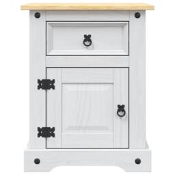Berkfield Home Bedside Cabinet Mexican Pine Corona Range White 53x39x66 cm - Size: 53 x 39 x 66 cm - thumbnail 4
