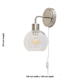 First Choice Lighting Set of 2 Toby - Satin Nickel Plug in Wall Lights Clear Shades in Silver - thumbnail 6