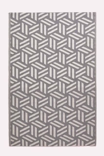 Homescapes Luxury Outdoor Rug Waterproof Reversible, Grey Luna Geometric - Size: 120 cm x 180 cm - image 1