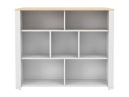 Vente-unique Central Kitchen Island With 7 Open Shelves - White & Natural - OPOLE in Light Oak - thumbnail 2