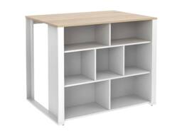 Vente-unique Central Kitchen Island With 7 Open Shelves - White & Natural - OPOLE in Light Oak - thumbnail 6