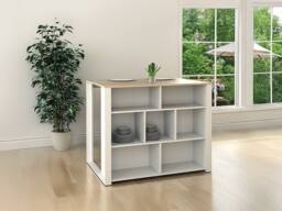 Vente-unique Central Kitchen Island With 7 Open Shelves - White & Natural - OPOLE in Light Oak - thumbnail 3