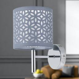 First Choice Lighting Set of 2 Brea - Chrome Wall Lights with Grey Cut Out Shade in Silver - thumbnail 5