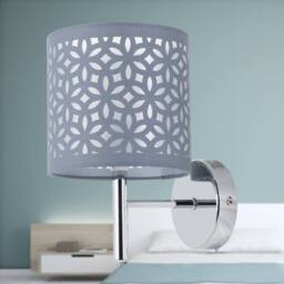 First Choice Lighting Set of 2 Brea - Chrome Wall Lights with Grey Cut Out Shade in Silver - thumbnail 4