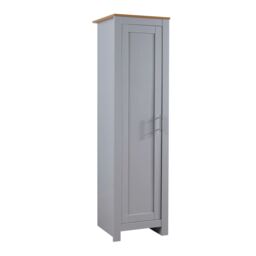 Home Source Wardrobe 1 Door Bedroom Clothing Storage Oak Top Wooden Unit in Grey - thumbnail 7