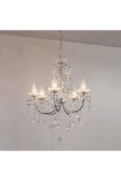 Netlighting Tabitha 5 Light Bathroom Ceiling Pendant Light Chrome Clear Crystal (K9) Glass Detail IP44 G9 - thumbnail 4