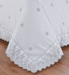Rapport Home Gabrielle Embroidered Polyester Floral Duvet Cover Set with Pillowcase in Silver - Size: Super King - thumbnail 4