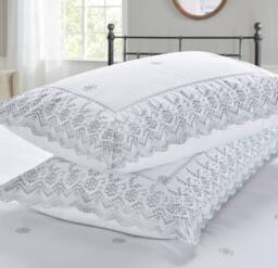 Rapport Home Gabrielle Embroidered Polyester Floral Duvet Cover Set with Pillowcase in Silver - Size: Super King - thumbnail 3