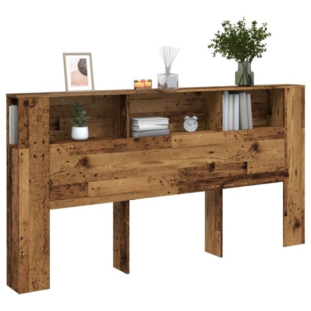 Berkfield Home Headboard Cabinet Old Wood 200x18.5x102.5 cm Engineered Wood in Brown - image 1