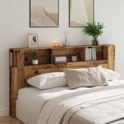 Berkfield Home Headboard Cabinet Old Wood 200x18.5x102.5 cm Engineered Wood in Brown - thumbnail 3