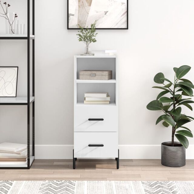 Berkfield Home Sideboard High Gloss White 34.5x34x90 cm Engineered Wood - image 1
