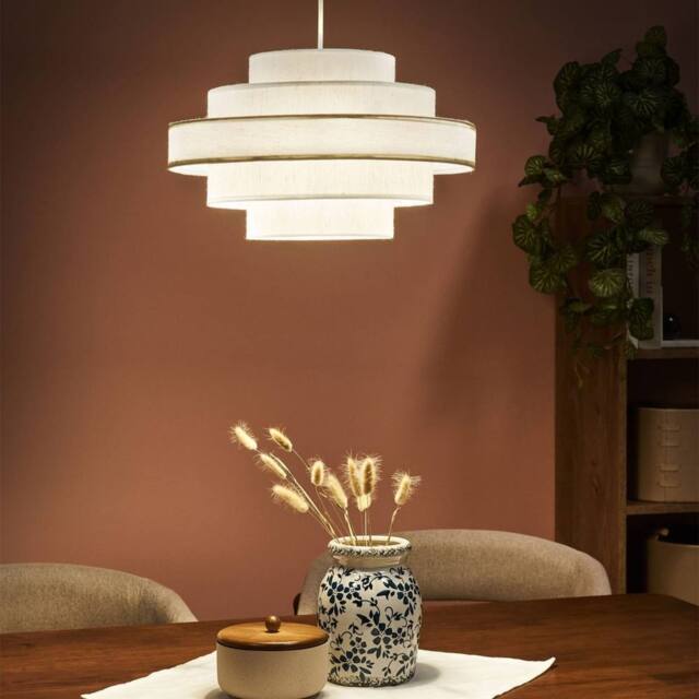 Wyld and Coco White Linen Pendant Lamp - Modern Iron Frame - image 1