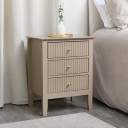 Melody Maison 3 Drawer Bedside Table - Hales Tan Range in Beige - thumbnail 4