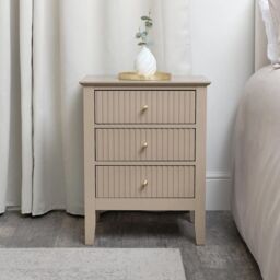 Melody Maison 3 Drawer Bedside Table - Hales Tan Range in Beige - thumbnail 6