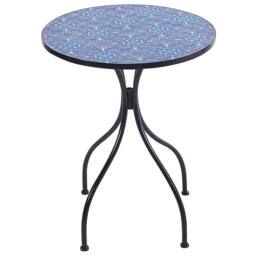 Wyld and Coco Vintage Bistro Table 60cm Black Powder Coat Iron Blue Mosaic - thumbnail 3