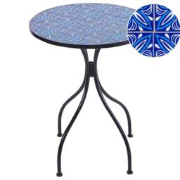 Wyld and Coco Vintage Bistro Table 60cm Black Powder Coat Iron Blue Mosaic - thumbnail 2