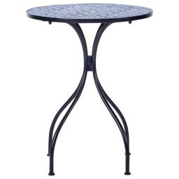 Wyld and Coco Vintage Bistro Table 60cm Black Powder Coat Iron Blue Mosaic - thumbnail 5