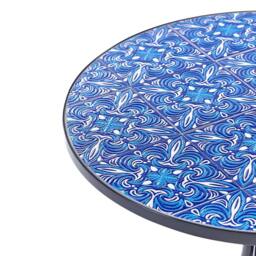 Wyld and Coco Vintage Bistro Table 60cm Black Powder Coat Iron Blue Mosaic - thumbnail 6