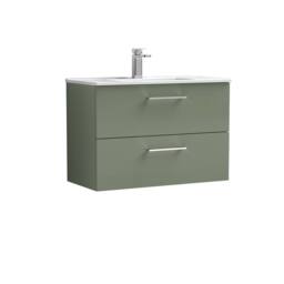 Balterley Bathroom 2 Soft Close Drawer, Wall Hung Vanity Unit, Green, 800mm in Green - thumbnail 1