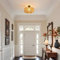 COMELY Rattan Pendant Ceiling Lights, Vintage Ceiling Light with Rattan Shade in Brown - thumbnail 2