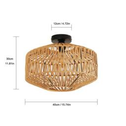 COMELY Rattan Pendant Ceiling Lights, Vintage Ceiling Light with Rattan Shade in Brown - thumbnail 7