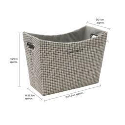 JVL Silva Fabric Magazine Holder with Inset Handles Grey - thumbnail 6