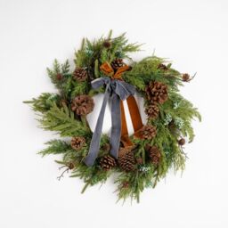 Scottish Everlastings Ltd 56cm Real Touch Wreath with Metallic Ribbons in Green - thumbnail 2