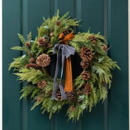 Scottish Everlastings Ltd 56cm Real Touch Wreath with Metallic Ribbons in Green