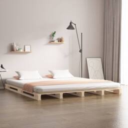 Berkfield Home Pallet Bed 135x190 cm Double Wood Pine in Light Tan - thumbnail 2