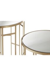 Orsina Set Of 2 Asymmetrical Frame Tables, Champagne Iron Side Tables With Mirrored Glass Top, Accent Tables in Gold - thumbnail 4