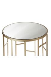 Orsina Set Of 2 Asymmetrical Frame Tables, Champagne Iron Side Tables With Mirrored Glass Top, Accent Tables in Gold - thumbnail 5