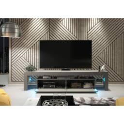 Creative Furniture Nova TV Unit 200cm - Dark Grey with Gloss Doors & LED Lights - thumbnail 3