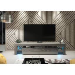 Creative Furniture Nova TV Unit 200cm - Dark Grey with Gloss Doors & LED Lights - thumbnail 2