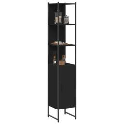 Berkfield Home Sturdy Bathroom Cabinet Black 33x33x185.5 cm Engineered Wood - thumbnail 2