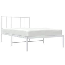 Berkfield Home Metal Bed Frame with Headboard White 75x190 cm Small Single - thumbnail 5