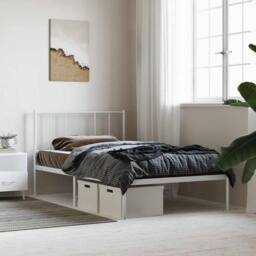 Berkfield Home Metal Bed Frame with Headboard White 75x190 cm Small Single - thumbnail 4