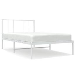 Berkfield Home Metal Bed Frame with Headboard White 75x190 cm Small Single - thumbnail 1